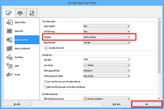 hình: Hộp thoại Cài đặt